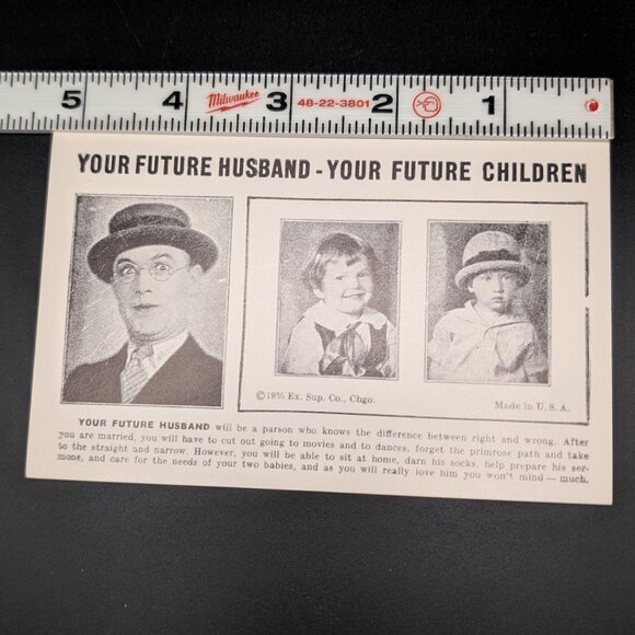 1935 Your Future Husband Your Future Children Fortune Telling Arcade Card, Humor - Picture 4 of 4